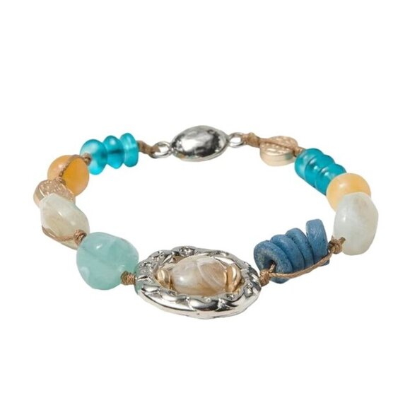 Chico's Sun Waves Beaded Magnetic Bracelet Coastal NEW - Picture 1 of 5